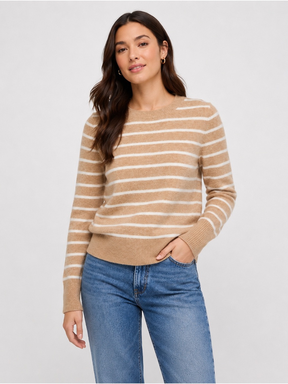 J Crew Striped crewneck sweater in extra-soft yarn Small